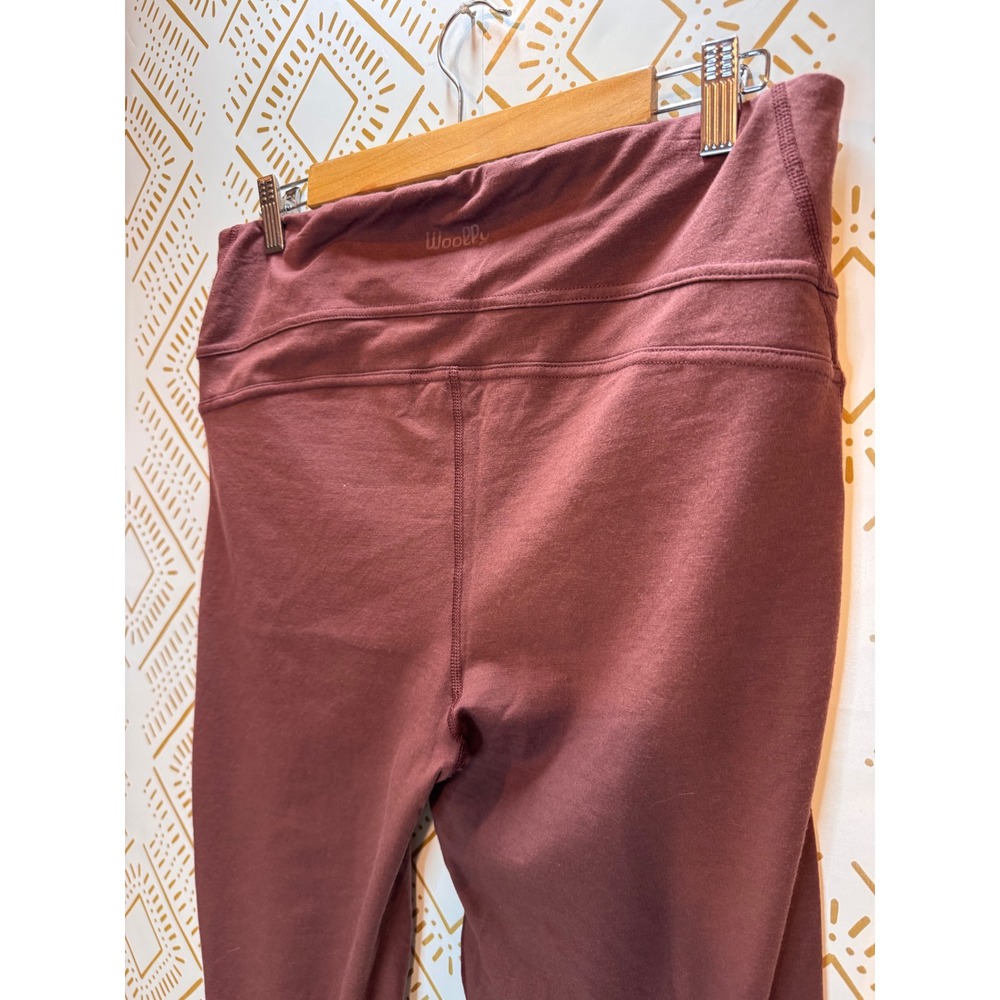 Woolly Leggings Women XXL Maroon Everyday Flex Merino Wool High Rise Activewear - Picture 7 of 13